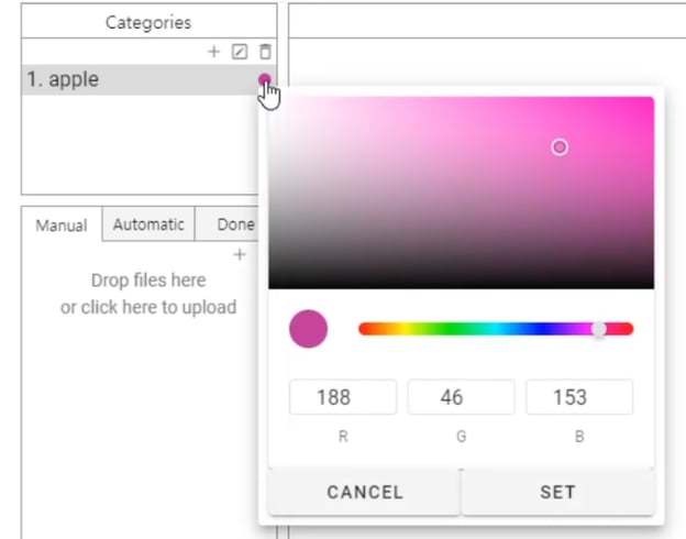 click color palette of apple category