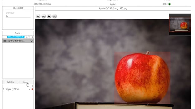 apple image with prediction box
